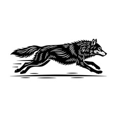 Vector art of running wolf silhouette vector illustration art