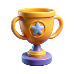 trophy achievement 3d icon on transparent background