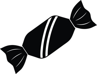 Wrapped Hard Candy Icon Sweet Confectionery Treat Delicious Caramel Toffee Bonbon Sugar Goodie Snack Silhouette Design