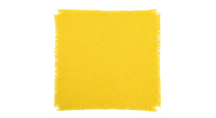 Square piece of yellow fabric isolated on transparent background, textile material