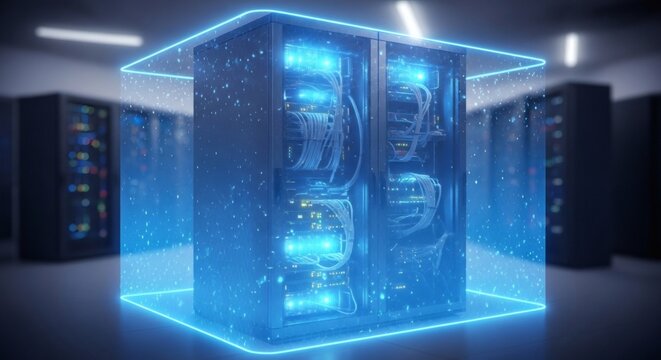 Futuristic Server Room For Data Analysis And Storage Solutions