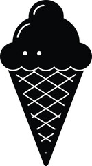 Double scoop ice cream cone icon vector illustration delicious frozen dessert sweet treat silhouette summer snack
