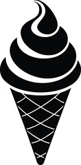 Soft serve ice cream cone icon swirled frozen dessert vector silhouette delicious refreshing sweet treat illustration
