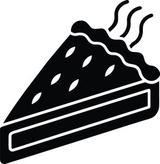 Hot pie slice icon steaming dessert food baked goods flat silhouette vector illustration cafe menu element