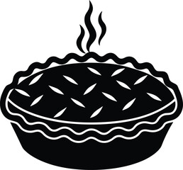 Hot steaming pie icon. Baked pastry with steam. Warm comfort food. Delicious homemade dessert graphic