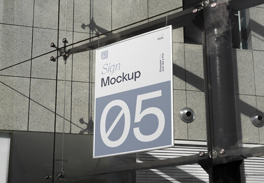 Hanging Vertical Signage Mockup