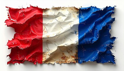 Artistic French Flag with Distressed Texture and Paint Splashes