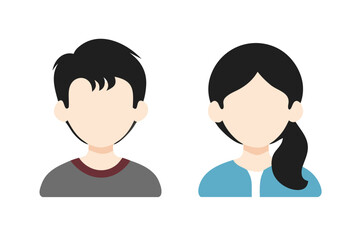 Male and Female Avatar Headshot Profile Icons Vector - User, People, Placeholder, and Anonymous Symbols