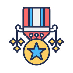 Military Veteran Medal of Honor Icon Vector - Award, Achievement, and Service Recognition Symbol