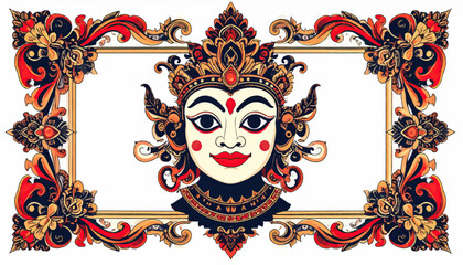 Balinese mask frame with transparent background