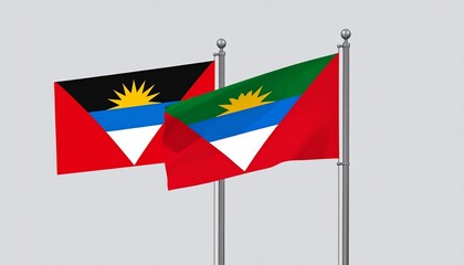 Flags of Antigua and Barbuda and South Sudan Hoisted Against Cloudy Sky