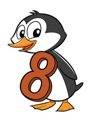 Cartoon Number Sticker Design With Cute Colorful Fun Style