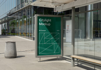 Bus Stop Citylight PSD Mockup