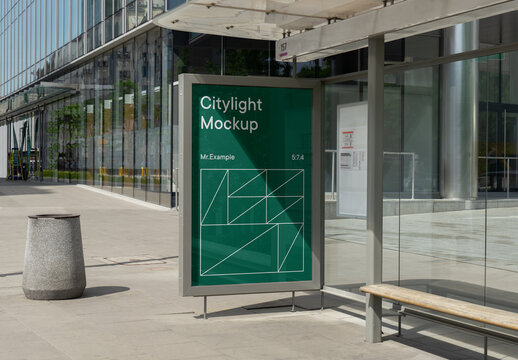 Bus Stop Citylight PSD Mockup