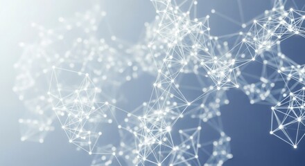 Abstract Network Visualization With Connected Nodes And Lines On Blue Background