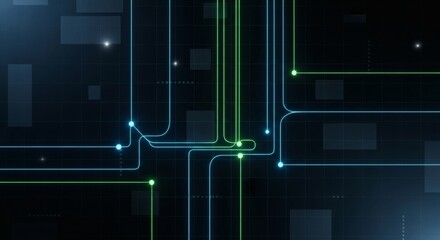 Abstract Technological Network Connection Background with Glowing Lines
