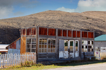 Unusual Old Glass Building in Mining Town Bearcreek Montana on Highway 72.