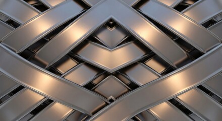 Obraz premium Intricate Metallic Weave Abstract Background With Geometric Shapes
