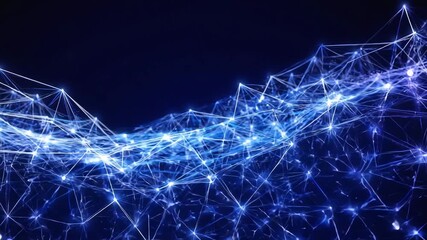 Abstract digital network connection with glowing blue lights - Powered by Adobe