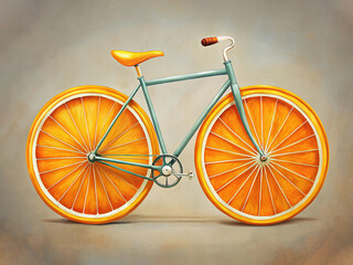 Bicycle with orange wheels