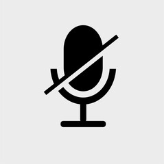 Microphone Forbidden Icon — No Audio Recording Symbol in Black and White
