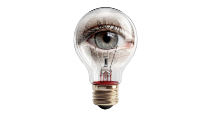 PNG of A unique combination of an eye and lightbulb symbolizes innovation and insight.