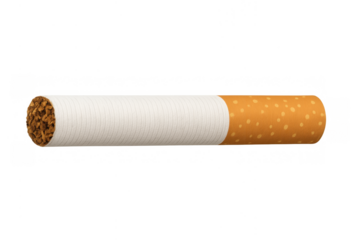 Single unlit cigarette showcasing tobacco and filter, symbolizing nicotine consumption, addiction, and unhealthy lifestyle choices