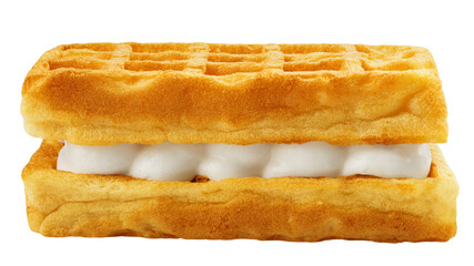 Viennese Waffle with cream isolated, full depth of field