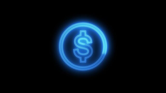Glowing Neon Doller icon motion in colorful. Dollar motion, money, exchange