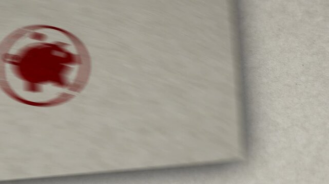 Piggy bank stamp loopable and seamless animation. Hand stamping impact. Savings money box 3D loop concept.