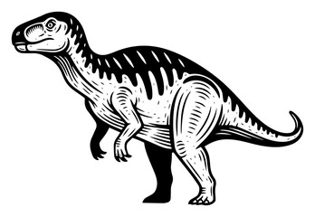 Fototapeta premium Parasaurolophus dinosaur profile – bold prehistoric reptile vector illustration