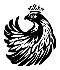 Crowned phoenix bird emblem – royal firebird crest vector illustration