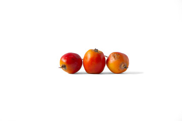 Three apples on a white background