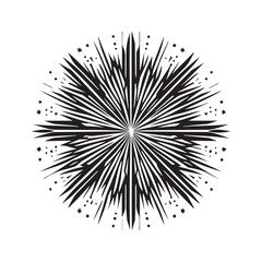 Black and White Abstract Geometric Fireworks Pattern Vector