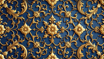 Seamless pattern of ornate gold baroque flourishes
