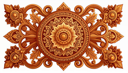 Ornate floral carving with transparent background