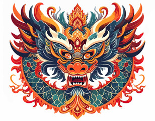 Intricate dragon head with transparent background