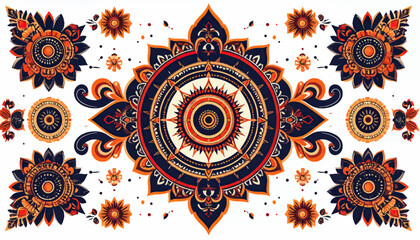 Ornate floral mandala with transparent background