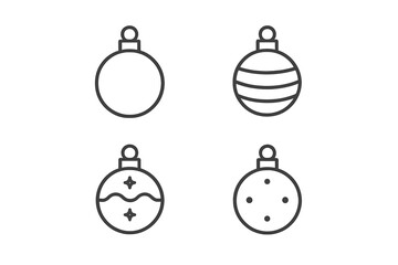 Minimalist christmas ornament line art with various patterns