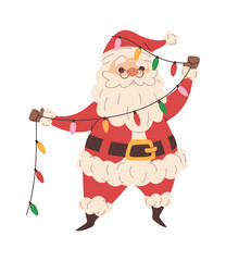 Santa Claus wrapped in garlands