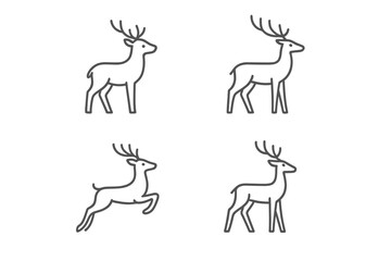 Minimalist deer outline collection: standing and leaping silhouettes