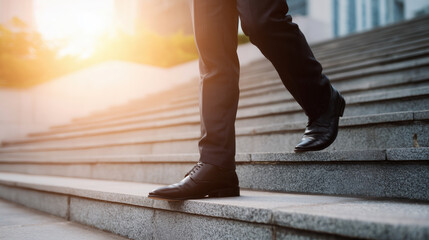 A person walking downstairs into sunlight, embodying purpose and forward movement