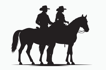 Black Silhouette of Man and Woman Couple on White Background