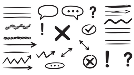  Doodle icons and symbols in Hand drawn silhouette