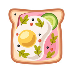 Breakfast toast with egg, meat