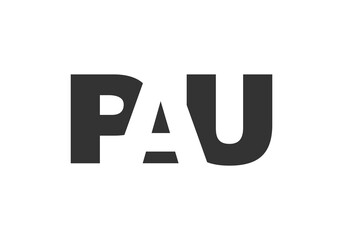 PAU logo design. Initial letter P A U bold font style for tech startups, consulting, corporate branding. Creative company name, headlines typography identity, trendy logotype.
