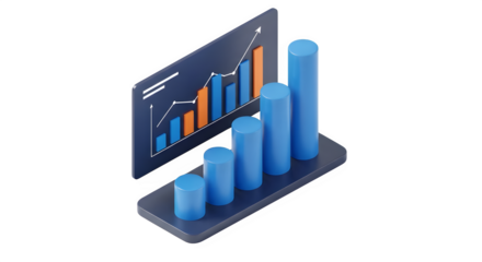 3d bar chart graph showing growth and financial data trends