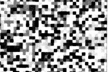 Abstract pixel-style black pattern with rough diagonal line texture on a transparent background.