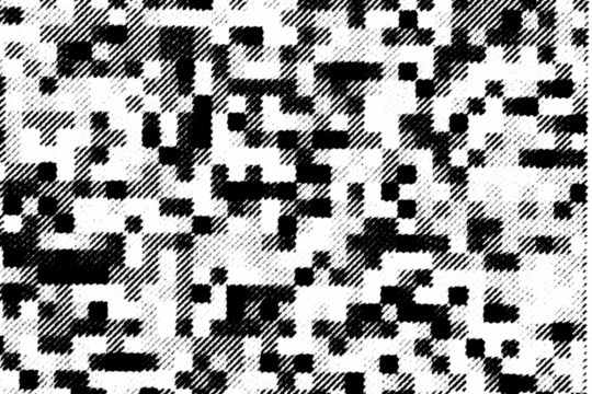 Abstract pixel-style black pattern with rough diagonal line texture on a transparent background.