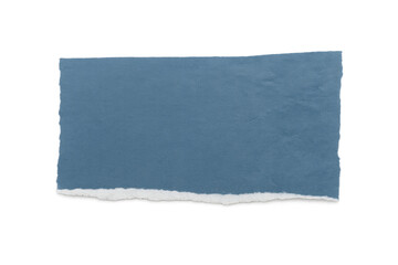 Obraz premium Blue scrap paper banner with torn bottom edge, empty space copy, transparent background isolated